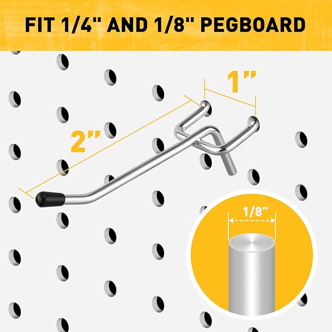 ELEAD 55-Piece 2 Inch Pegboard Hooks, Heavy Duty Peg Board Organizer Accessories - Image 2