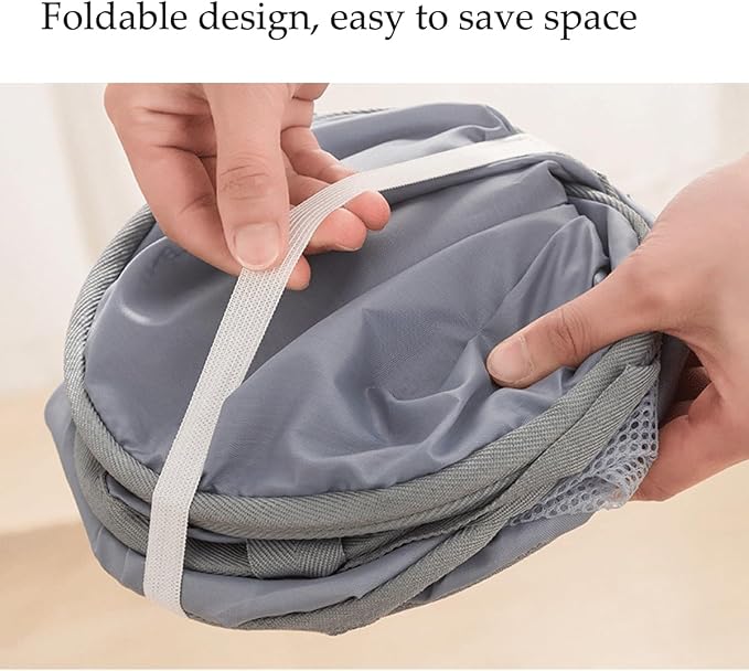 Mesh Laundry Hamper Basket, Sturdy 3 Compartments Laundry Basket, Foldable Pop - Image 9