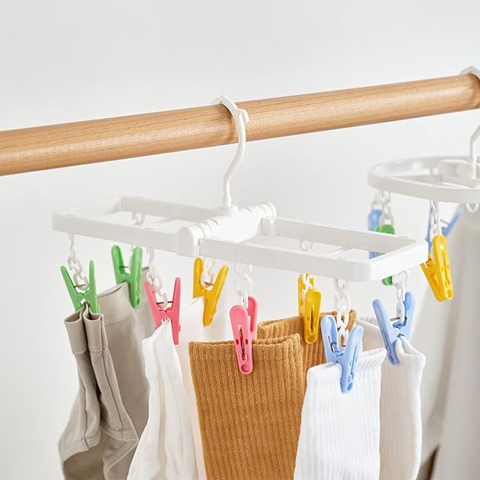 MXY Plastic Clothespins Foldable Clothes Socks Underwear Hooks Laundry Colorful - Image 2
