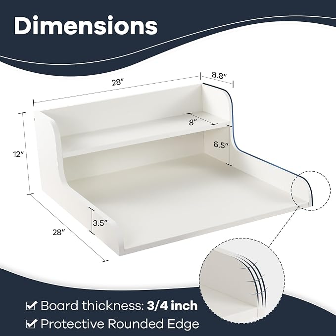 Kaboon Washer Dryer Countertop 2 Tier 28 inches Wide, Laundry Shelf Topper - Image 3