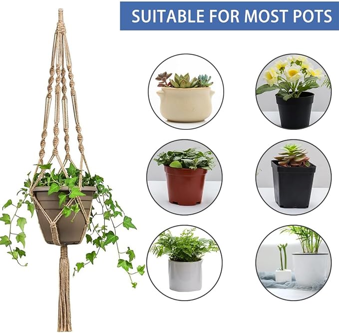 LINXIU Macrame Plant Hangers Jute Plant Hanger Indoor Hanging Plants Holders - Image 5