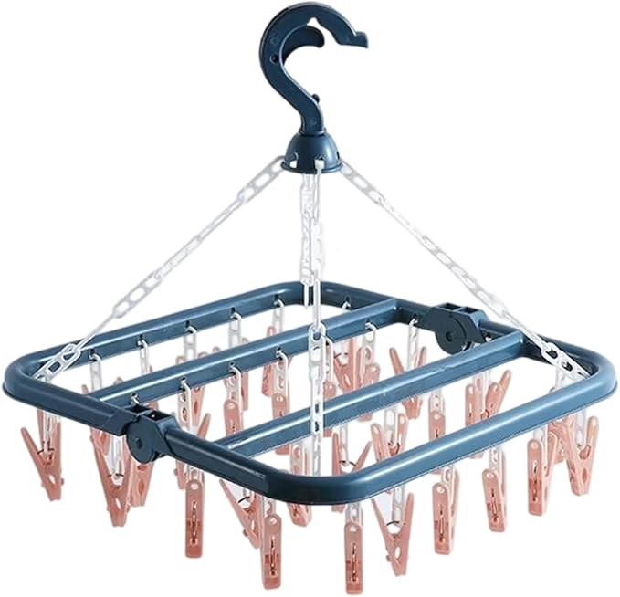 High-Capacity 32 Hook Garment Rack | Compact Foldable Design | Windproof - Image 6