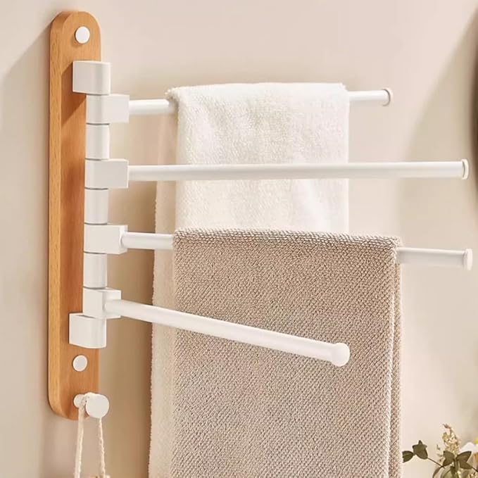 Walnut Wood Swivel Towel Rack Bar - Image 5