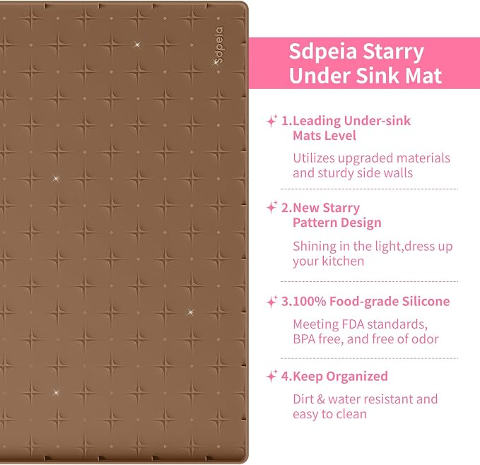 Sdpeia Under Sink Mat 22"×19" Waterproof Silicone Cabinet Liner & Sink Protector - Image 2