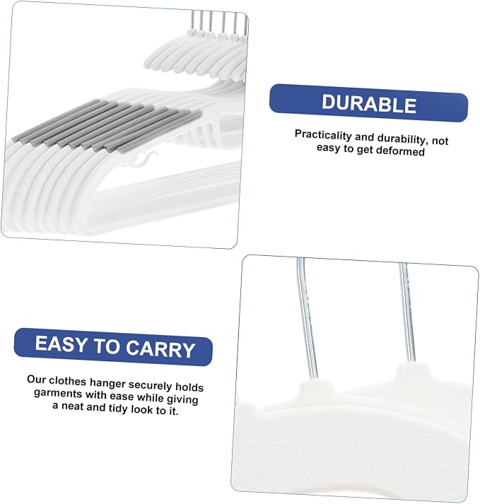 10pcs Extra Wide Non Slip Plastic Hangers - Image 3