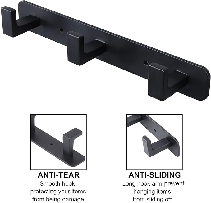 Coat Rack, Heavy Duty Stainless Steel 3 Tri Coat Hook Hanger, Wall Mounted Wall - Image 3