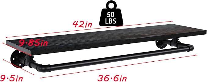 Clothes Rack 42in, Wall Mounted Garment Rack - Image 3