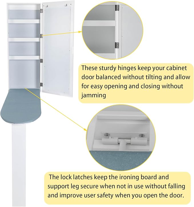 Wall-Mounted Ironing Board, Ironing Board Cabinet, in-Wall Recessed Ironing - Image 4