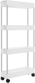 YSSOA Rolling Storage Cart, 4 Tier Slim Mobile Shelving Unit by YSSOA