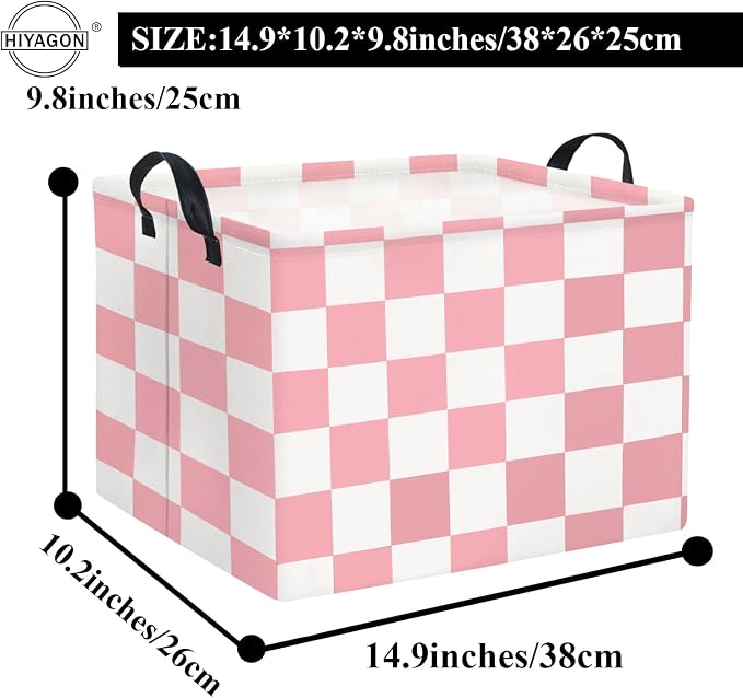 HIYAGON Rectangular Baby Girl Basket Fabric Storage Basket Storage Bin - Image 7