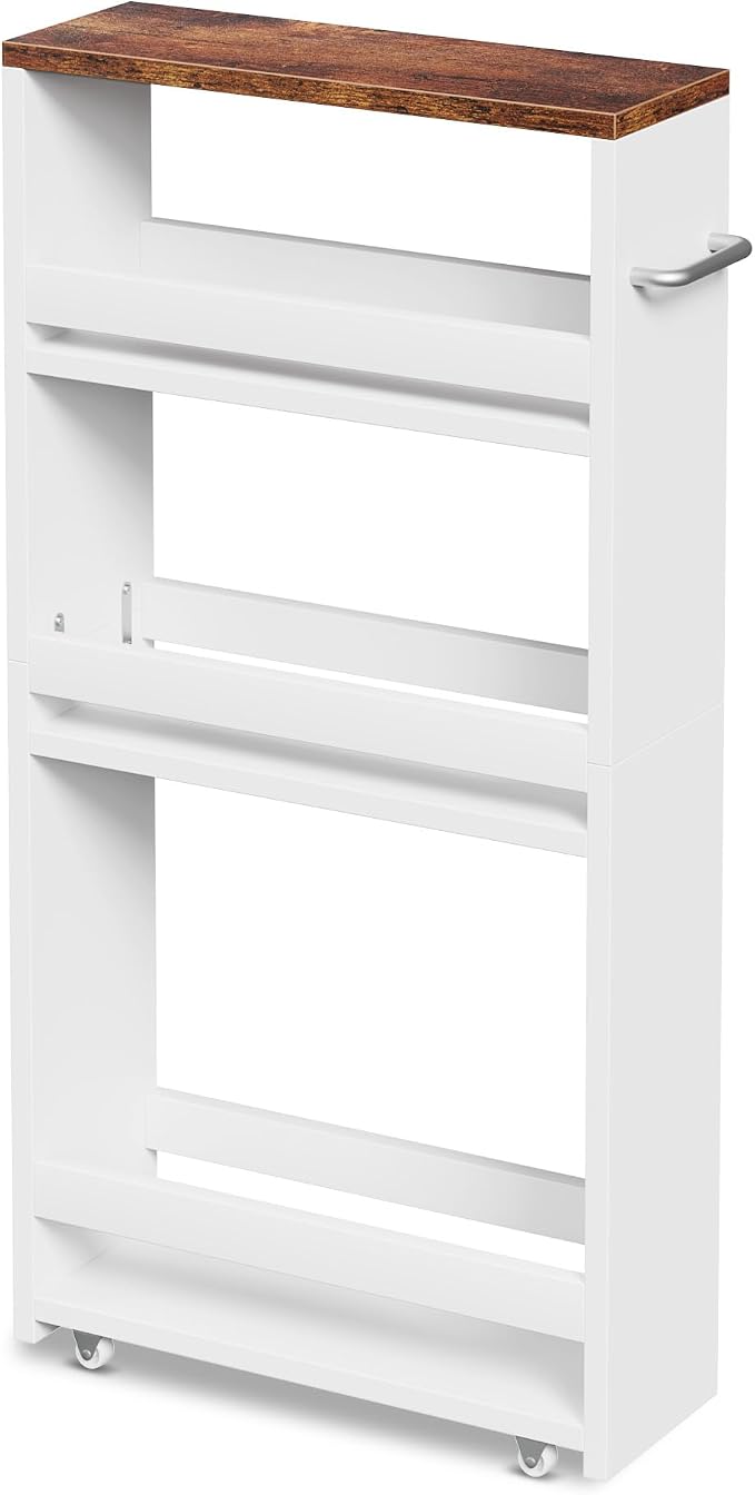 SUPER DEAL 4 Tier White Slim Storage Cart - Image 6