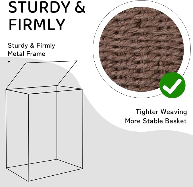 OIAHOMY Laundry Hamper with Lid, 29.1 Gal Wicker Hamper with Removable Liner - Image 4