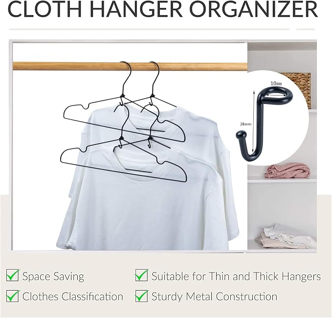 Clothes Hanger Connector Hooks, Heavy Duty Extender Clips Organizer Mini Space - Image 5