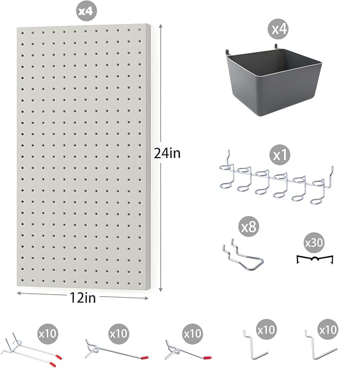 Pegboard Smith 48x24 inch Gray Metal Pegboard Kit - Image 5