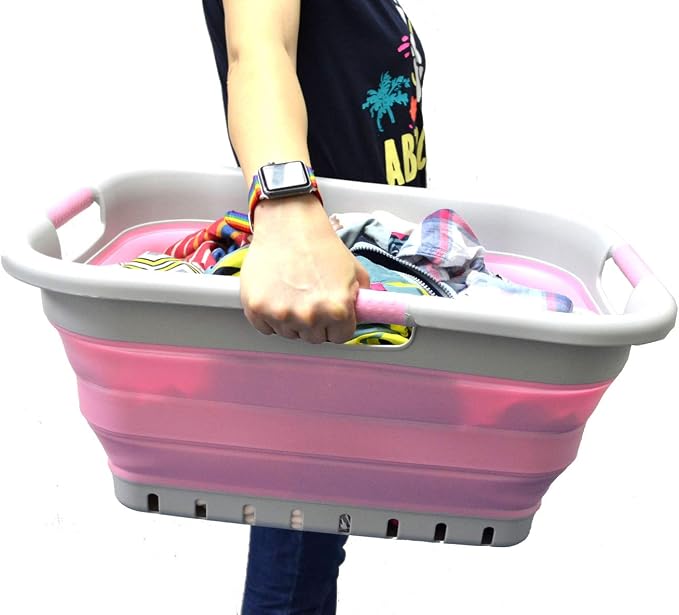 SAMMART 41L Collapsible 3 Handled Plastic Laundry Basket - Image 5