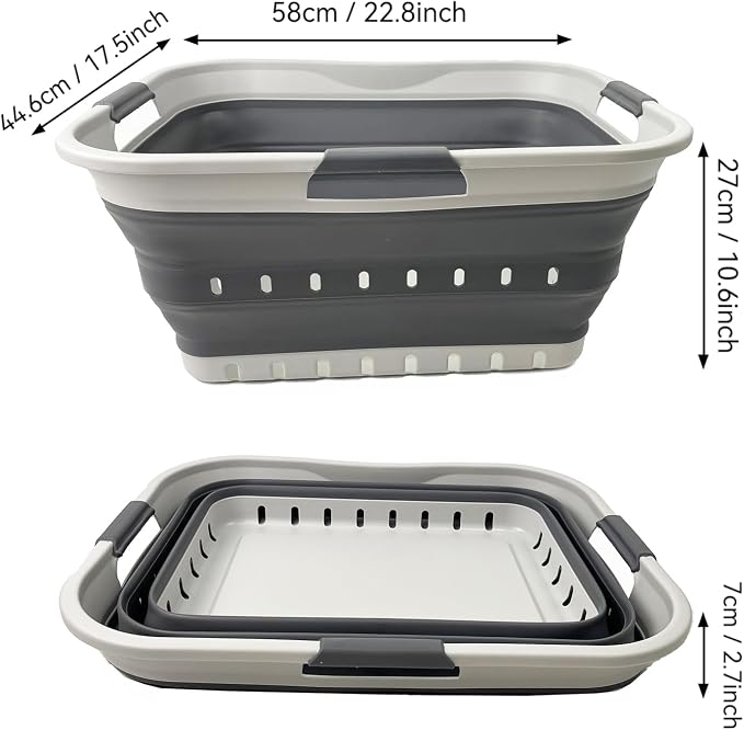 SAMMART 42L Set of 2 Collapsible Plastic Storage Basket - Image 3