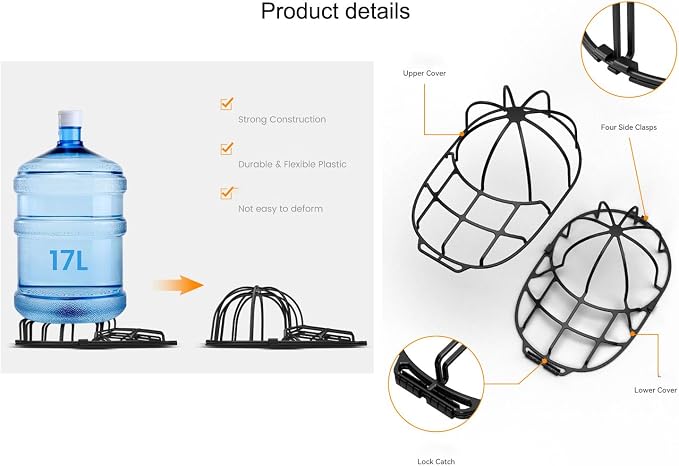 2 Pack Hat Washer Cage, Ball Cap Washing Frame Hat Cleaner Holder Protector - Image 5