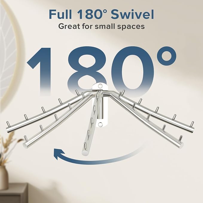 Alise Wall Mounted Drying Rack, Swivel Clothes Drying Rack Stainless Steel - Image 2