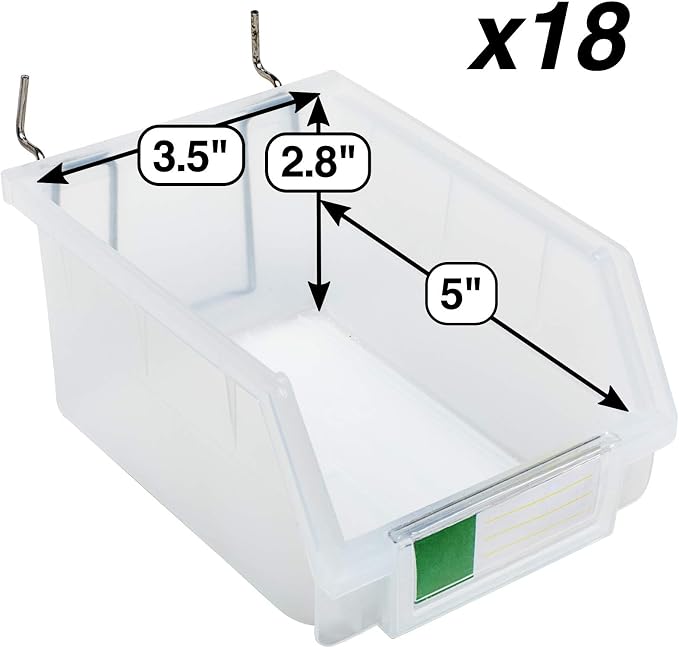 Pegboard Bins – 18 Pack Clear Large - Image 2
