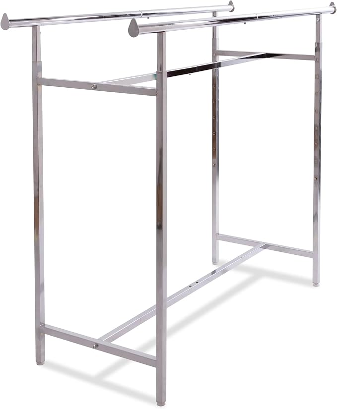 Econoco - Adjustable Double Bar Rectangular Hangrail Rack in Chrome by Econoco