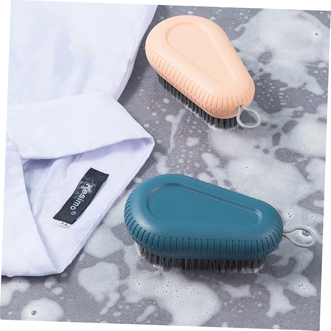 2 Pcs Plastic Laundry Brush Set Handle Random Color Ergonomic Design - Image 3