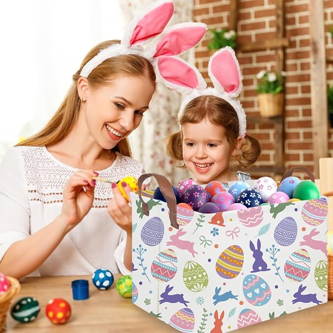 FXOLCSHE Rectangular Easter basket, Nursery Hamper, Collapsible waterproof baby - Image 3