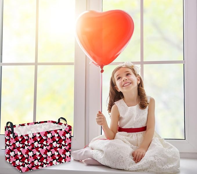 Sanjiaofeng Rectangular Valentine's Day Basket Love Storage Bins, Girls Storage - Image 2