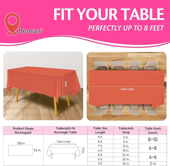 Disposable Plastic Tablecloth Coral 54x108 Inch, Dining Protection - Image 2