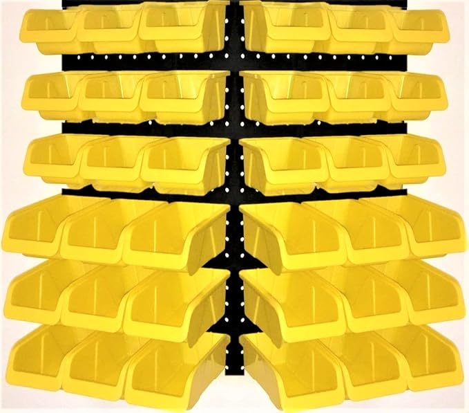 WALLPEG 36 Pack Pegboard Bin Kit – 18 Medium & 18 Large Yellow Peg Board by Wallpeg%E2%80%93PegboardAccessories