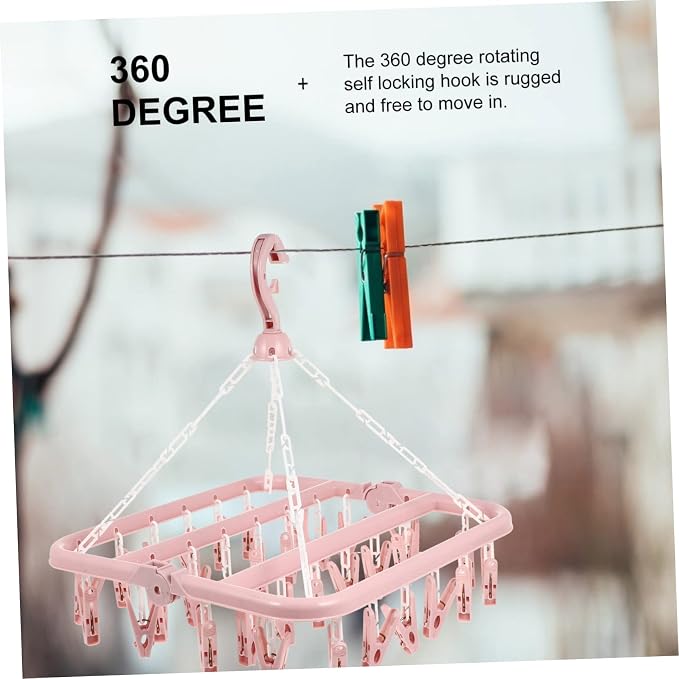 Strong Spring Clip Drying Rack Rotating Self-Locking Hanger Space-Saving - Image 2