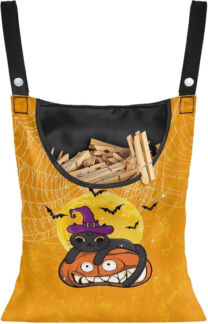 Cats Jack-O'-Lantern Clothespin Bag by Psesaysky