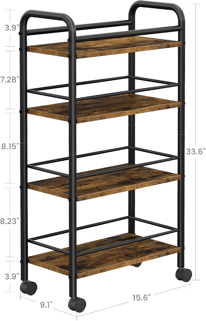Slim Storage Cart, 4-Tier Small Rolling Cart - Image 6