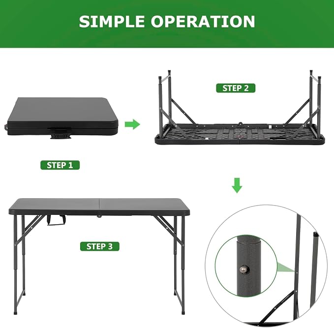 HKLGorg Folding Table, Heavy Duty Plastic Folding Utility Table Indoor Outdoor - Image 5