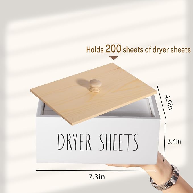 zoocatia Laundry Room Decor Dryer Sheet Container Wood Detergent Dispenser - Image 3