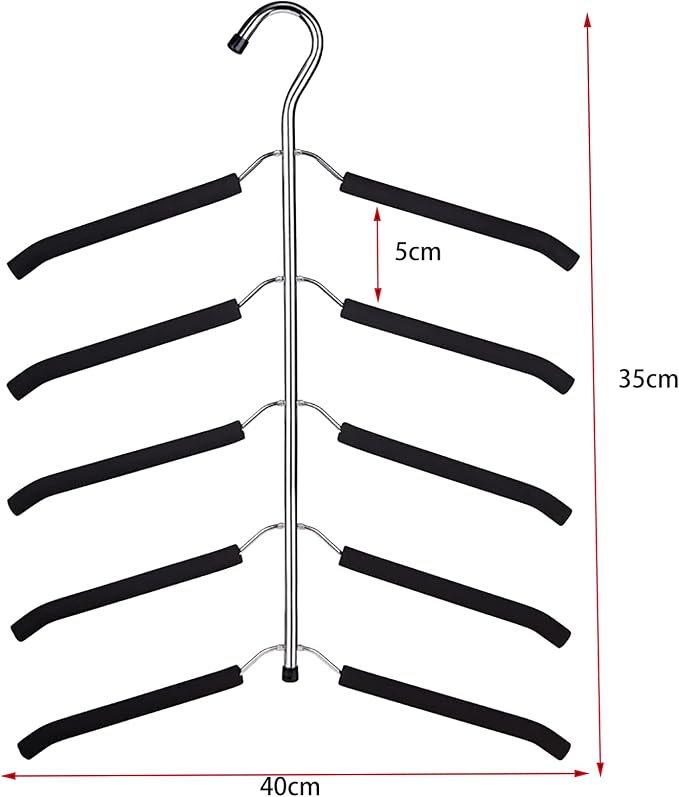 3 Pack 5 in 1 Space Saving Clothes Hangers Chrome and Foam Blouse Tree Hangers - Image 6
