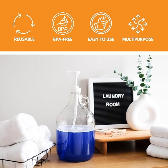 Fastrack 4-Pack 1 Gallon Glass Jug Laundry Detergent Dispenser – Airtight - Image 6
