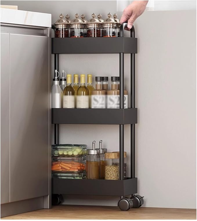 XPLKQXE Mobile Shelving Unit Organizer Trolley, Slim Rolling Storage Cart - Image 2