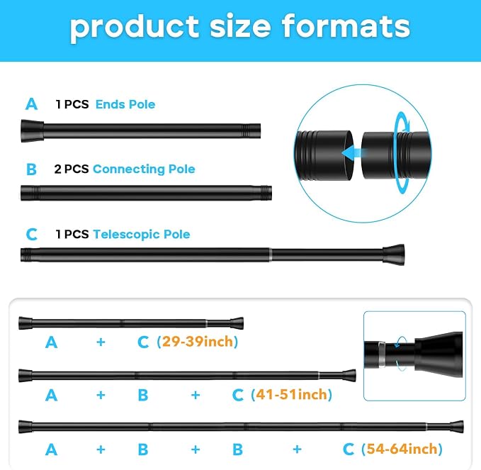 1Pack Black Tension Curtain Rod - Image 2
