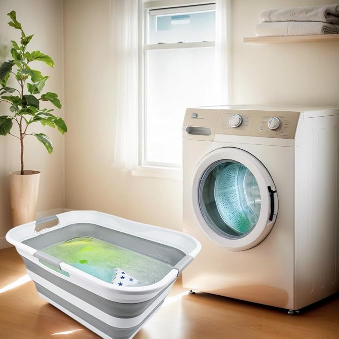 SAMMART 42 Collapsible Plastic Laundry Basket, Foldable Pop Up Storage - Image 3