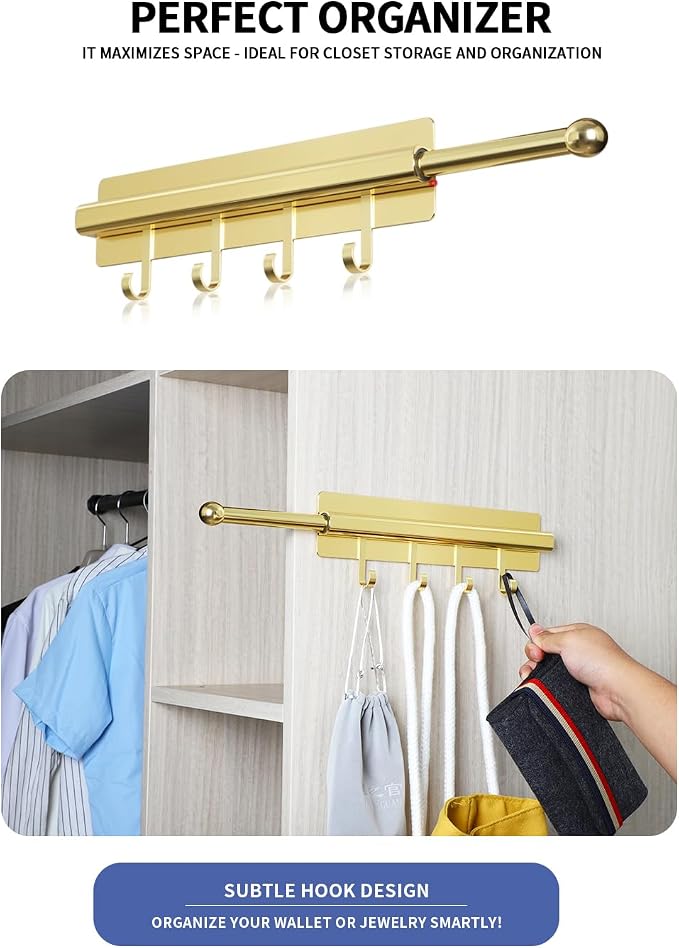Adhesive Valet Rods for Closets Gold Closet Valet Rod - Image 4