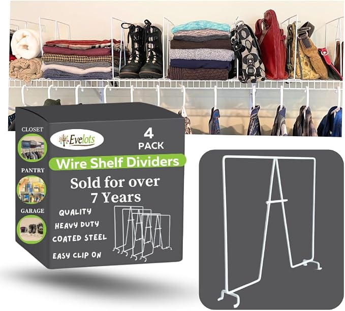 Evelots Wire Shelf Dividers -4 Pack- Closet Storage & Organization by Evelots