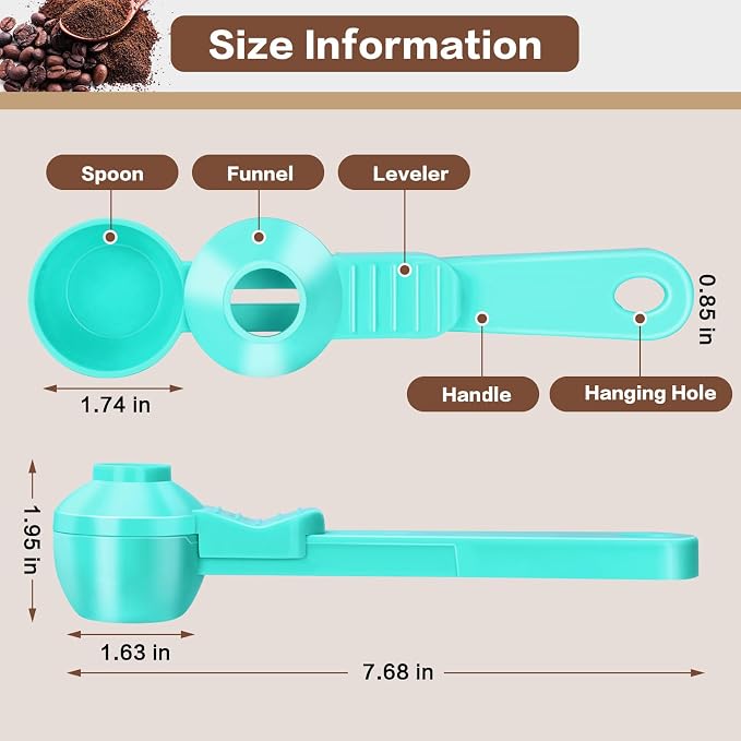 2-in-1 Coffee Scoop with Funnel, 2 Teaspoon Measuring Spoon - Image 5