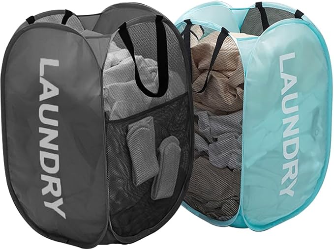 Mesh Pop Up Laundry Hampers, Collapsible Laundry Baskets Portable Clothes by Buenod