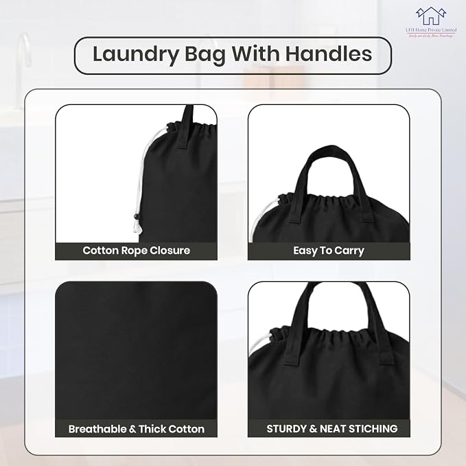 LFH Home Large Premium Cotton Canvas Laundry Bag - Image 3