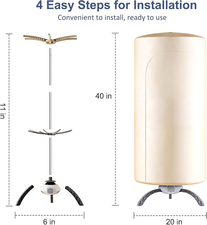 Portable Clothes Dryer, 900W Fast Drying & Large Load Capacity - Image 4