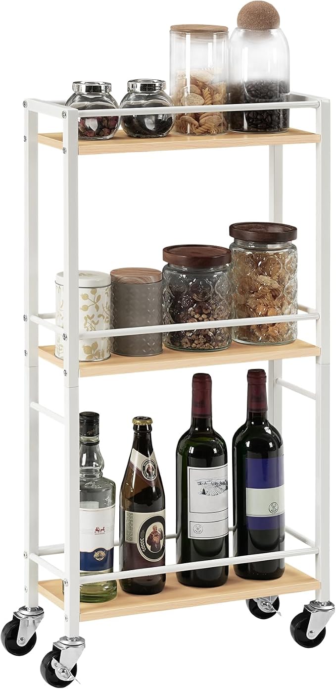 Slim Rolling Cart, Mobile Kitchen Cart on Wheels, Narrow Storage Cart - Image 9