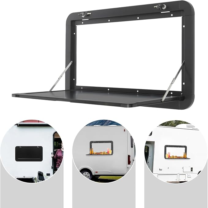 RV Caravan Picnic Folding External Table, Wall Mount Flip Fold Down Desk - Image 4