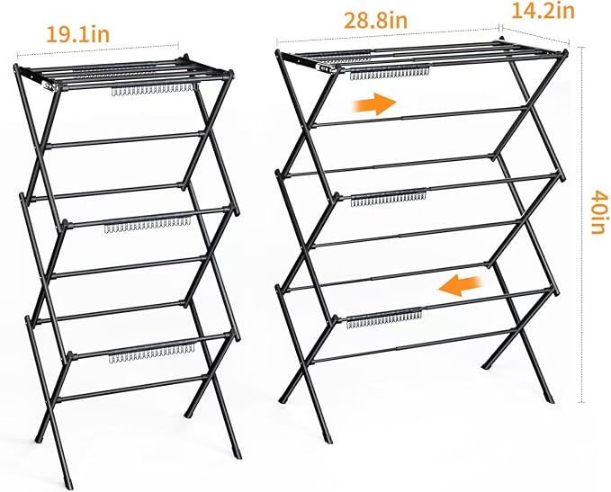 3 Tier Clothes Drying Rack, Foldable Drying Rack Clothing, Indoor & Outdoor - Image 3