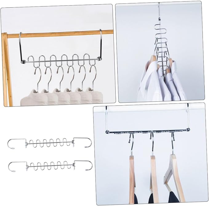 PRETYZOOM 2Pcs Multi Hole Clothes Hangers Convenient Clothing Drying Rack - Image 7