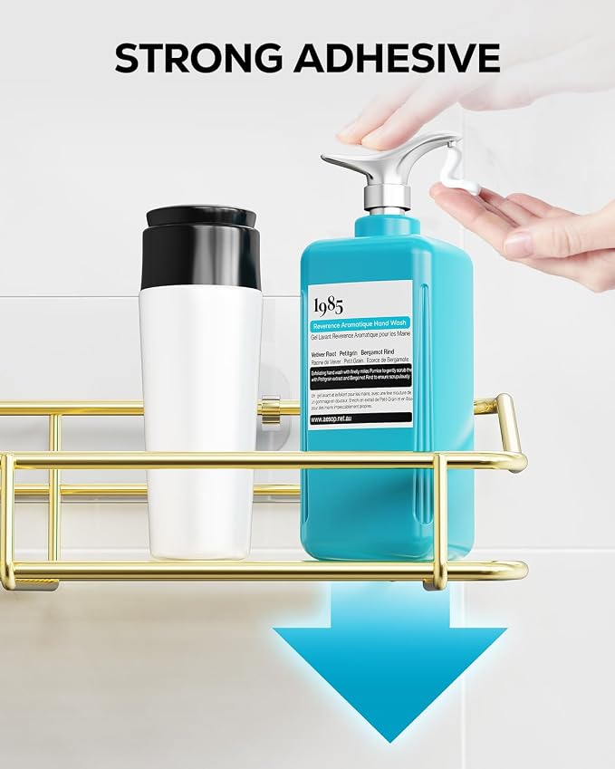 Nieifi Shower Caddy Shelf Storage Rack Adhesive Without Drilling Stainless Steel - Image 8